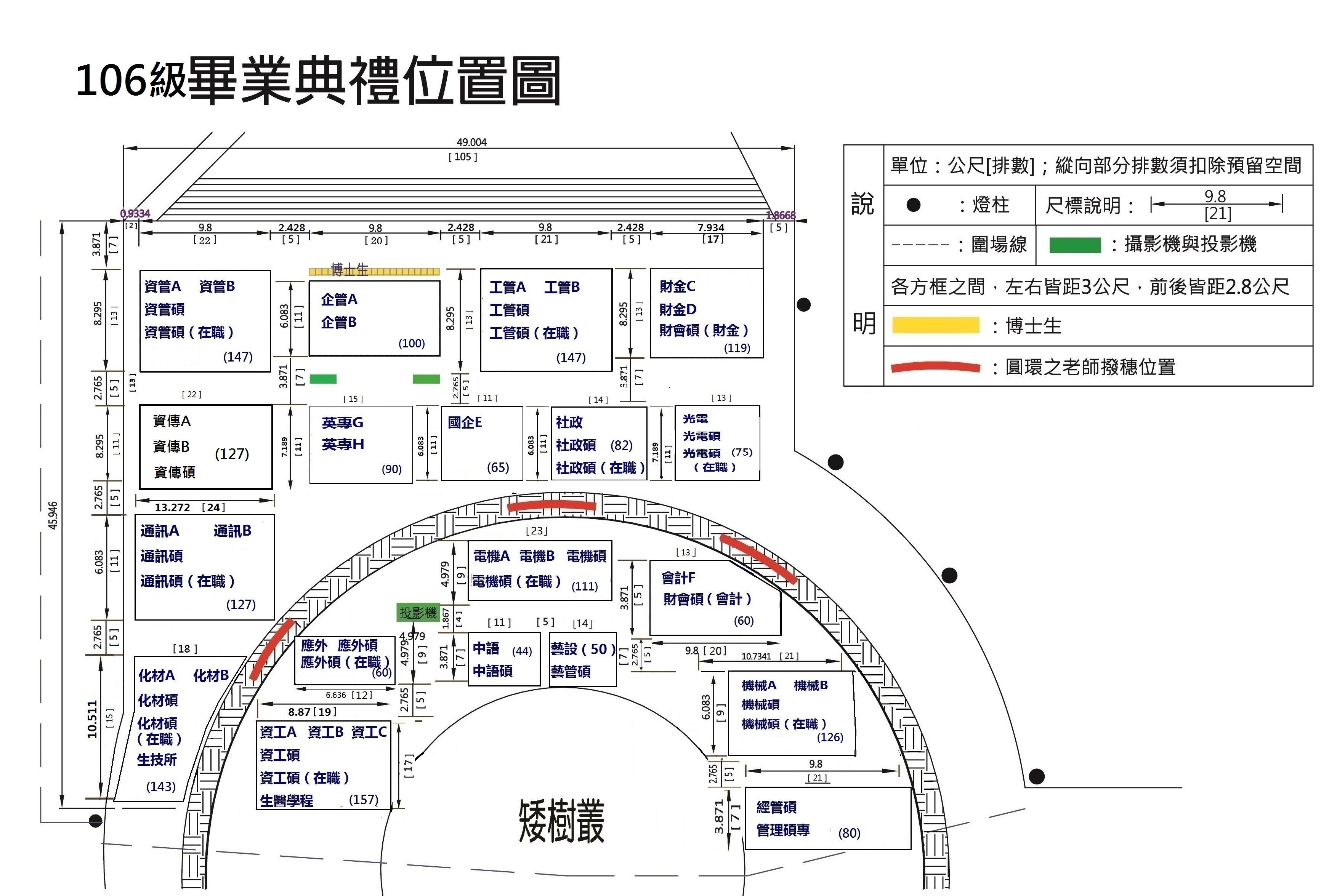 2017年畢業典禮 畢業生 位置圖